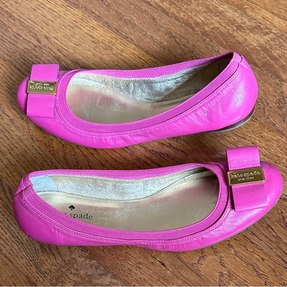 Kate Spade Pink Flats with Gold Accents - Picture 2 of 6